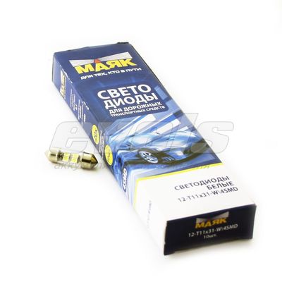 Лампа светодиодная "Маяк" 12V T11 (SV8,5-31) [4SMD 3528] WHITE 5000K 14Lm — основное фото